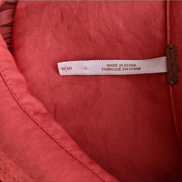 Free PEOPLE Best of Both Words Sheer Top Small Salmon red @O - Picture 7 of 9